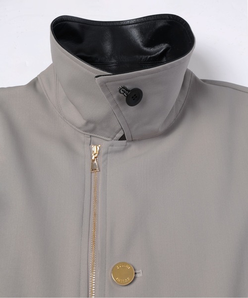 ステンカラーコート コート Wool Gabardine Zip Up Short Coat メンズ レディースの画像