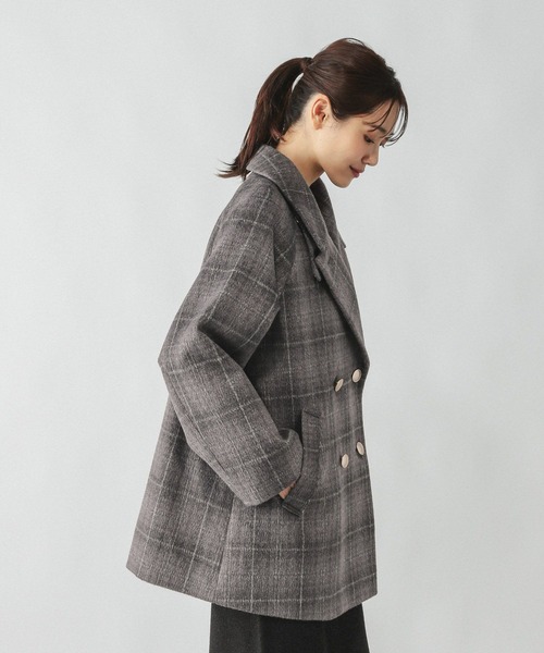 「GLOBAL WORK」 チェスターコート LARGE グレー レディース_画像9