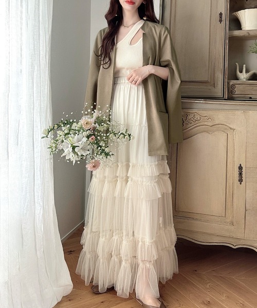 「Meiru」 ジャケット MEDIUM グレイッシュベージュ レディース_画像3