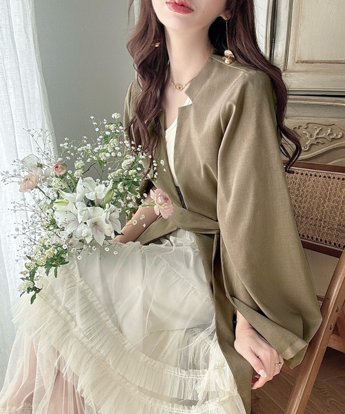 「Meiru」 ジャケット MEDIUM グレイッシュベージュ レディース_画像6