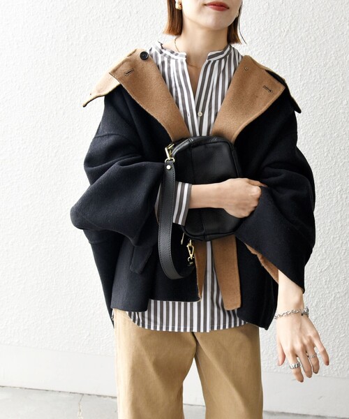 SHIPS any 「SHIPS any」 ポンチョコート ONE SIZE ブラック