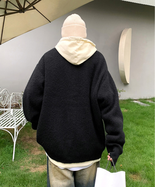 「neos」 「timbre poste」ニットカーディガン LARGE グレー メンズ_画像5