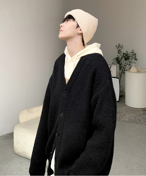 「neos」 「timbre poste」ニットカーディガン LARGE グレー メンズ_画像6