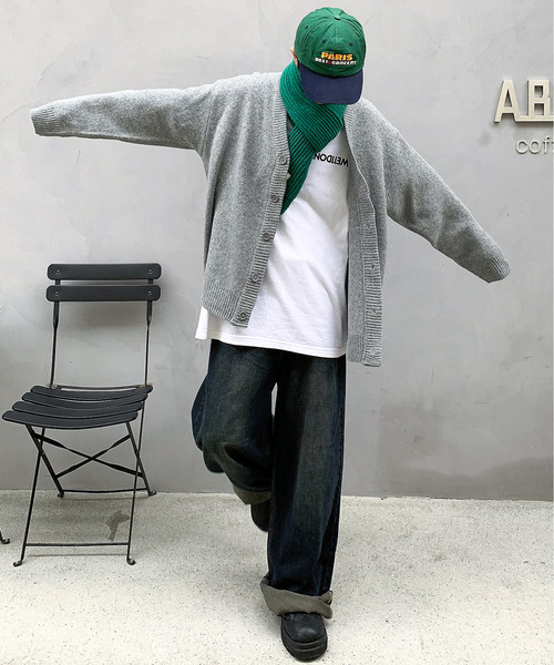 「neos」 「timbre poste」ニットカーディガン LARGE グレー メンズ_画像8