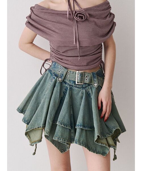 jouetie（ジュエティ） デニムスカート アシメヘムデニムミニスカート