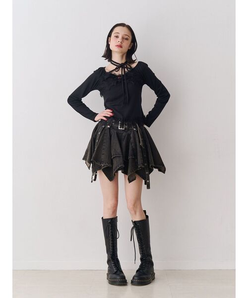EATME♡ヘムフェイクファーデニムミニスカート♡ jouetie（ジュエティ） デニムスカート アシメヘムデニムミニスカート