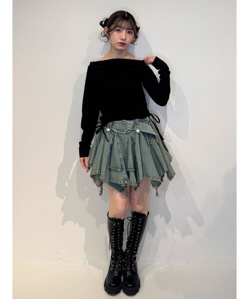 jouetie（ジュエティ） デニムスカート アシメヘムデニムミニスカート