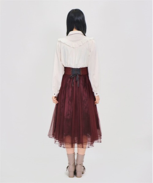 「axes femme POETIQUE」 フレアスカート MEDIUM ワイン レディース_画像4