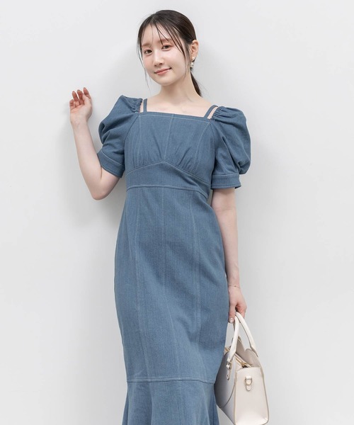 RANDA（ランダ） ワンピース 半袖 ストレッチデニムマーメイド