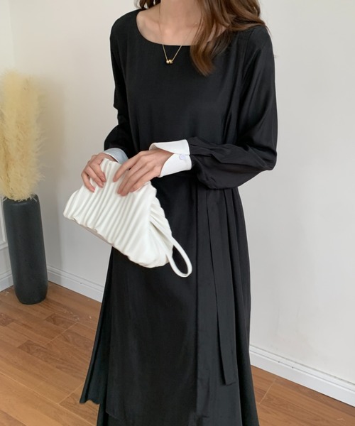「ECLIN」 長袖ワンピース M ブラック レディース_画像4