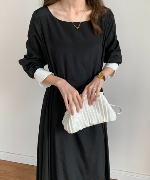 「ECLIN」 長袖ワンピース M ブラック レディース_画像7