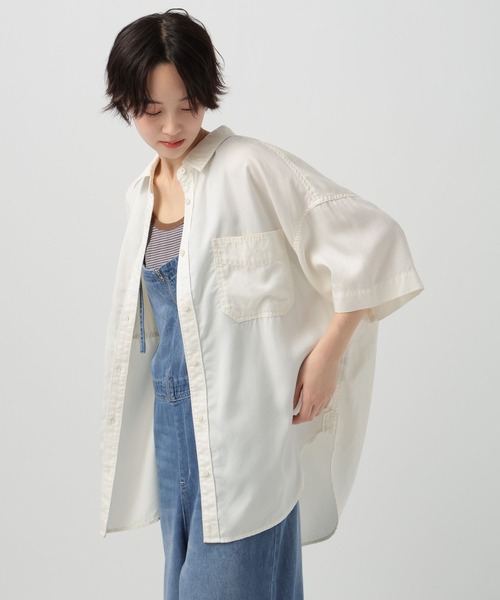 ブラウス シャツ 「簡単ブラウジング仕様」2WAYスタンダート半袖シャツ レディースの画像