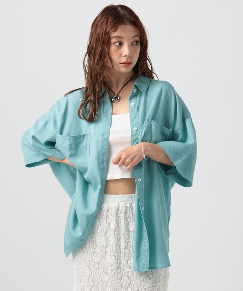 ブラウス シャツ 「簡単ブラウジング仕様」2WAYスタンダート半袖シャツ レディースの画像