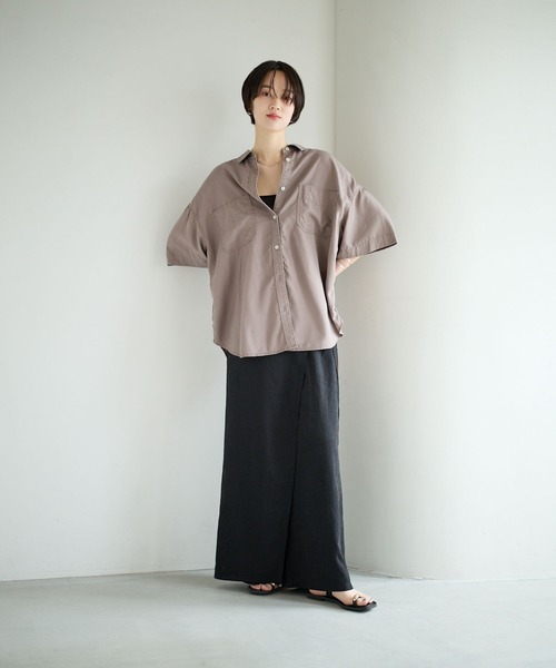 ブラウス シャツ 「簡単ブラウジング仕様」2WAYスタンダート半袖シャツ レディースの画像