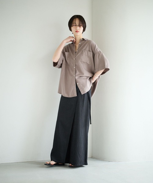 ブラウス シャツ 「簡単ブラウジング仕様」2WAYスタンダート半袖シャツ レディースの画像