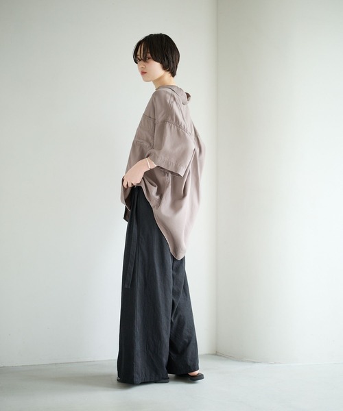 ブラウス シャツ 「簡単ブラウジング仕様」2WAYスタンダート半袖シャツ レディースの画像