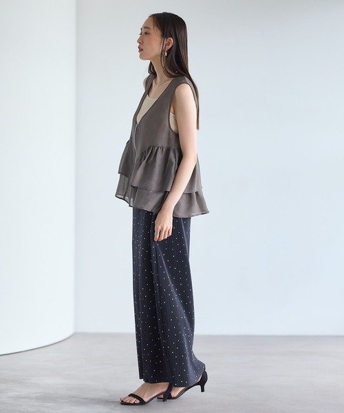 ベスト ジレ シアーZIPペプラムベスト　663992 レディースの画像