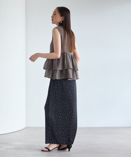 ベスト ジレ シアーZIPペプラムベスト　663992 レディースの画像