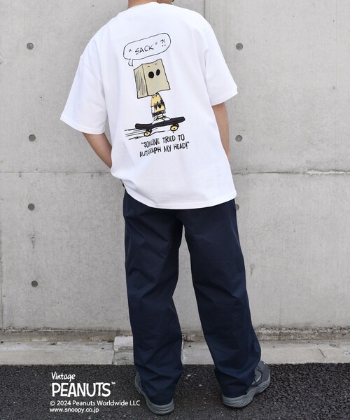「PEANUTS」 半袖Tシャツ MEDIUM ライトホワイト メンズ_画像9