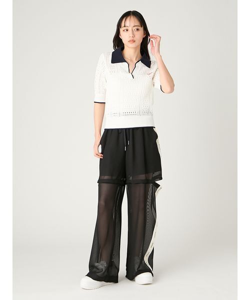 ワイドパンツ パンツ 「Reebok」3wayシアーメッシュラインパンツ レディースの画像