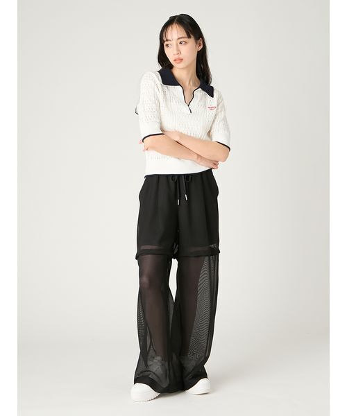 ワイドパンツ パンツ 「Reebok」3wayシアーメッシュラインパンツ レディースの画像