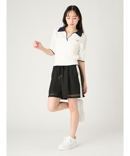 ワイドパンツ パンツ 「Reebok」3wayシアーメッシュラインパンツ レディースの画像