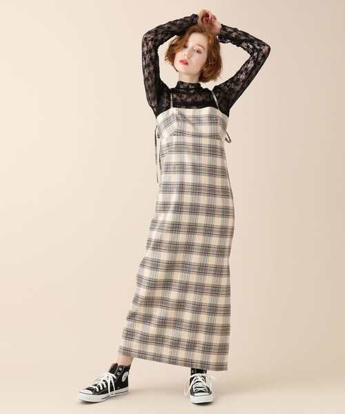 内祝い ワンピース チェックロングキャミワンピース レビューで送料無料 Regionmarket Store