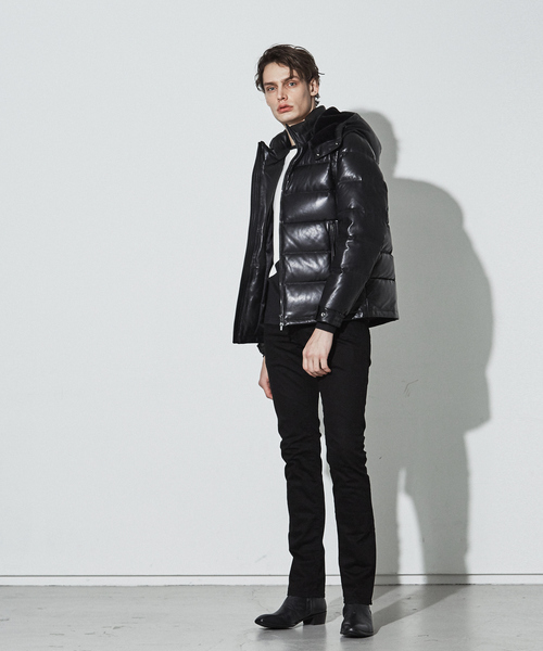 【ちょにー様】5351 グロームレザーダウン 48L ブラック 5351 POUR LES HOMMES ダウンジャケット ダウン グローブ ラムレザー