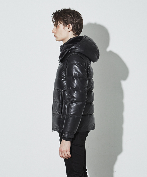 wjk ラムレザーダウンジャケット separate hood down wjk ラムレザー