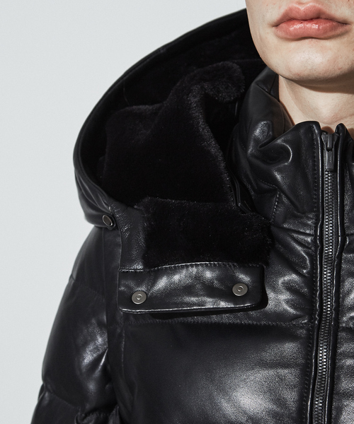 【ちょにー様】5351 グロームレザーダウン 48L ブラック 5351 POUR LES HOMMES ダウンジャケット ダウン グローブ ラムレザー