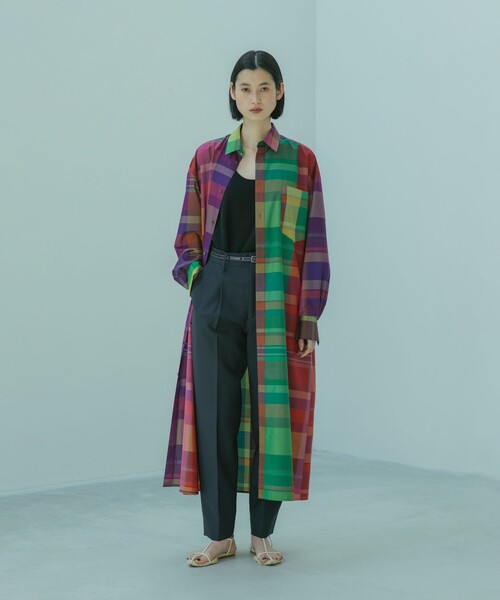 アウター TOMORROWLAND .B シルクプリエステルタフタ チェックロングシャツ チェックロングシャツ .B アウター TOMORROWLAND シルクプリエステルタフタ N6030211398(38720円)