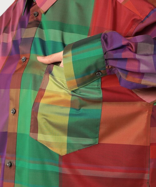 アウター TOMORROWLAND .B シルクプリエステルタフタ チェックロングシャツ チェックロングシャツ .B アウター TOMORROWLAND シルクプリエステルタフタ N6030211398(38720円)