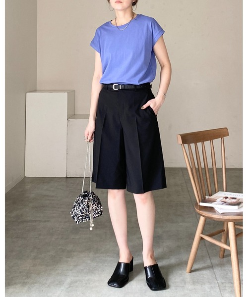 国内外の人気集結！ She's Closet tシャツ コットン100%無地クルーネックフレンチ トップス