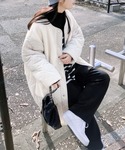 コート アウター ノーカラーボア×ひょうたんキ...の詳細画像1