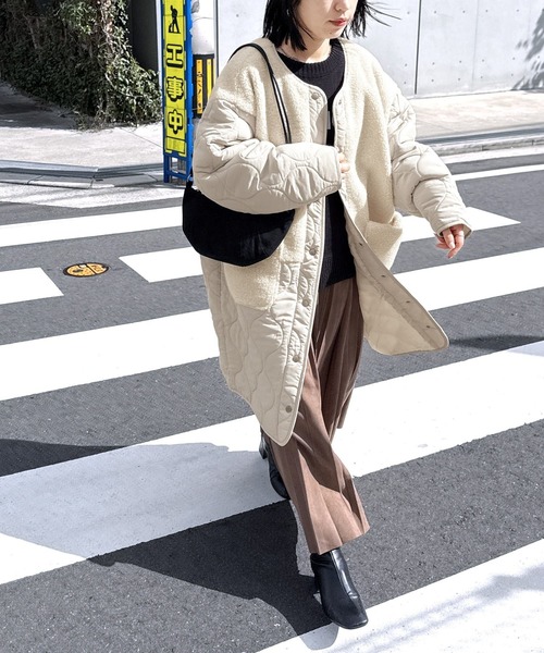 ＜6(ROKU)＞BOA×QUILTED COAT/コート Reversible boa quilted coat - Unisex