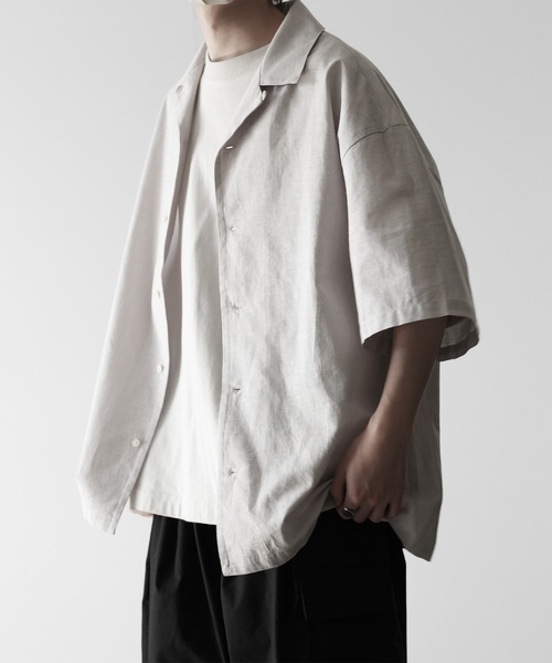 RUUBON シャツ 「RUUBON」linen open collar shirt / リネン