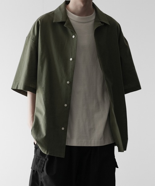RUUBON シャツ 「RUUBON」linen open collar shirt / リネン