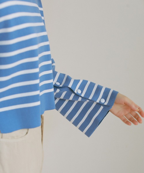 MARIE MILLER tシャツ Marie Miller ボーダーベルスリーブトップ