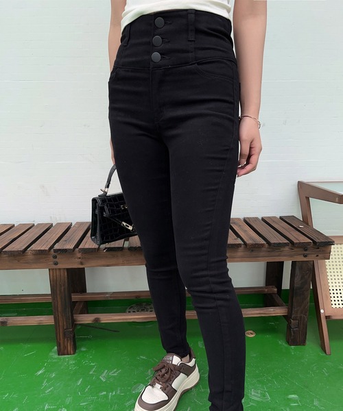 パンツ 「XS〜Lサイズ展開」「ストレッチ」ハイウエスト3つ