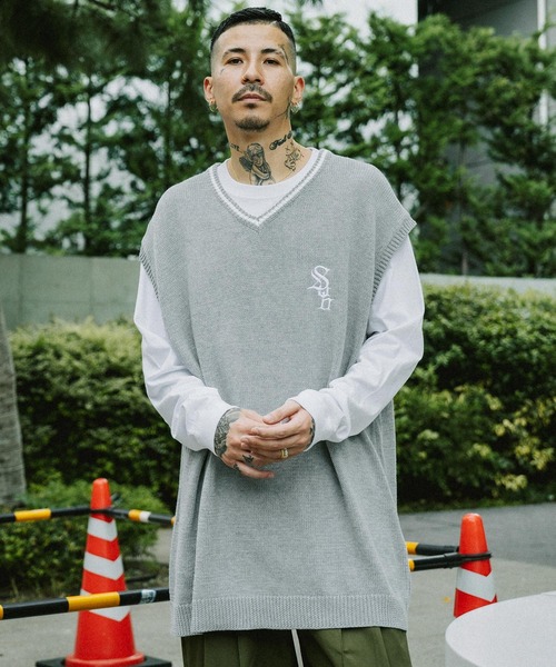 Subciety ベスト ジレ V-NECK KNIT VEST メンズ レディース