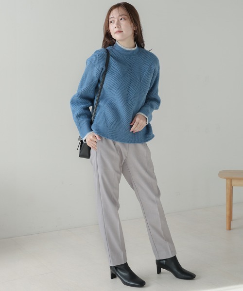 Bou Jeloud(ブージュルード) ニット セーター 格子編バイカラープル Bou Jeloud(ブージュルード) ニット セーター 格子編バイカラープル