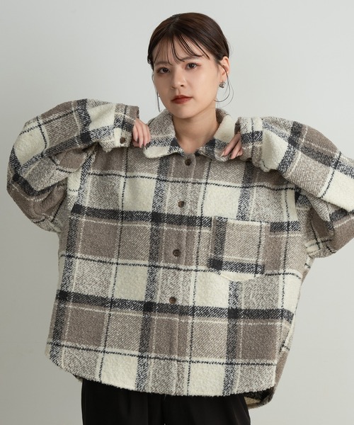 lawgy ブークレチェックシャツアウター lawgy ジャケット ブルゾン boucle check shirt outer