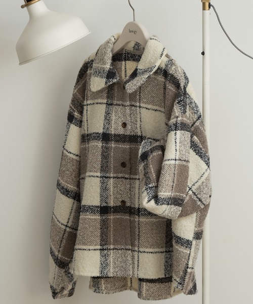 lawgy ブークレチェックシャツアウター lawgy ジャケット ブルゾン boucle check shirt outer
