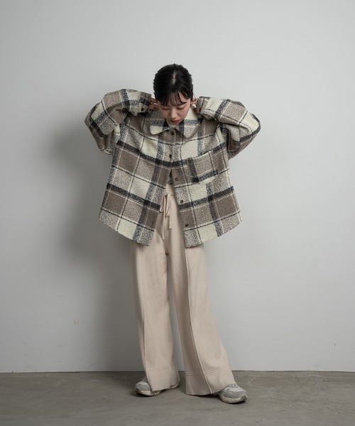 lawgy ブークレチェックシャツアウター lawgy ジャケット ブルゾン boucle check shirt outer