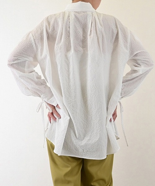 STYLEBLOCK ブラウス シャツ シアーチェックリボン開きカフス