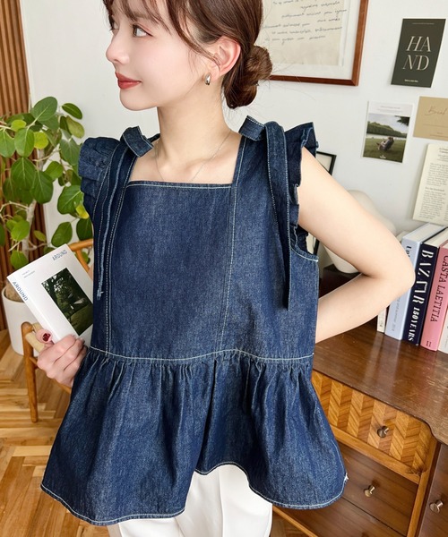 新品⭐︎EMMA TANK PALLADIO GRID リボンショルダーブラウス 新品