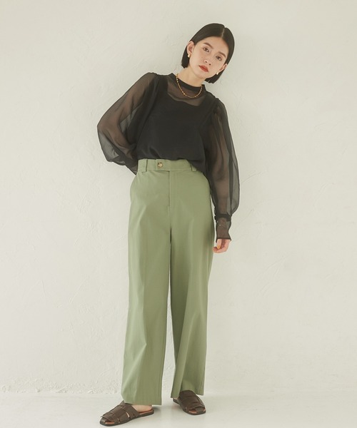 hunch ブラウス シャツ シアーバルーンスリーブブラウス
