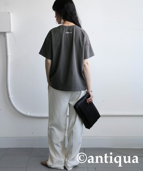 antiqua（アンティカ） antiqua tシャツ 半袖 風景画プリントTシャツ