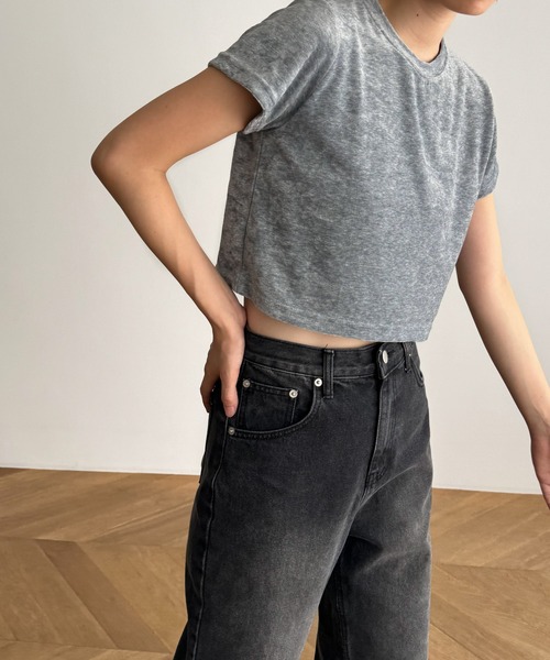 CANAL JEAN tシャツ El mar コンパクトベロア半袖Tシャツ