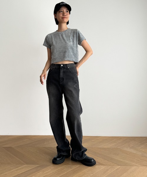 tシャツ El mar　コンパクトベロア半袖Tシャツ レディース CANAL JEAN tシャツ El mar コンパクトベロア半袖Tシャツ